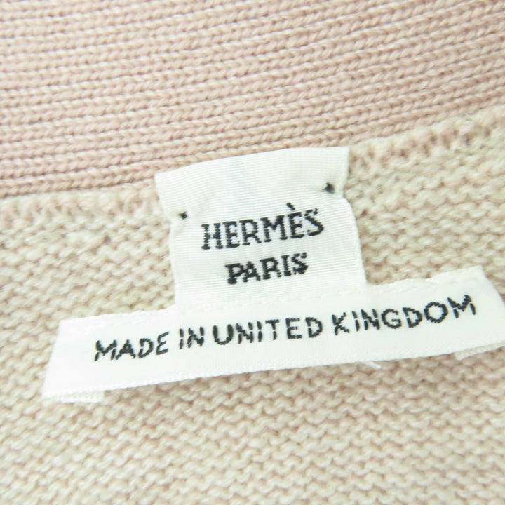 HERMES オーバーサイズニットベスト セリエボタン付き ピンクベージュ カシミア 34