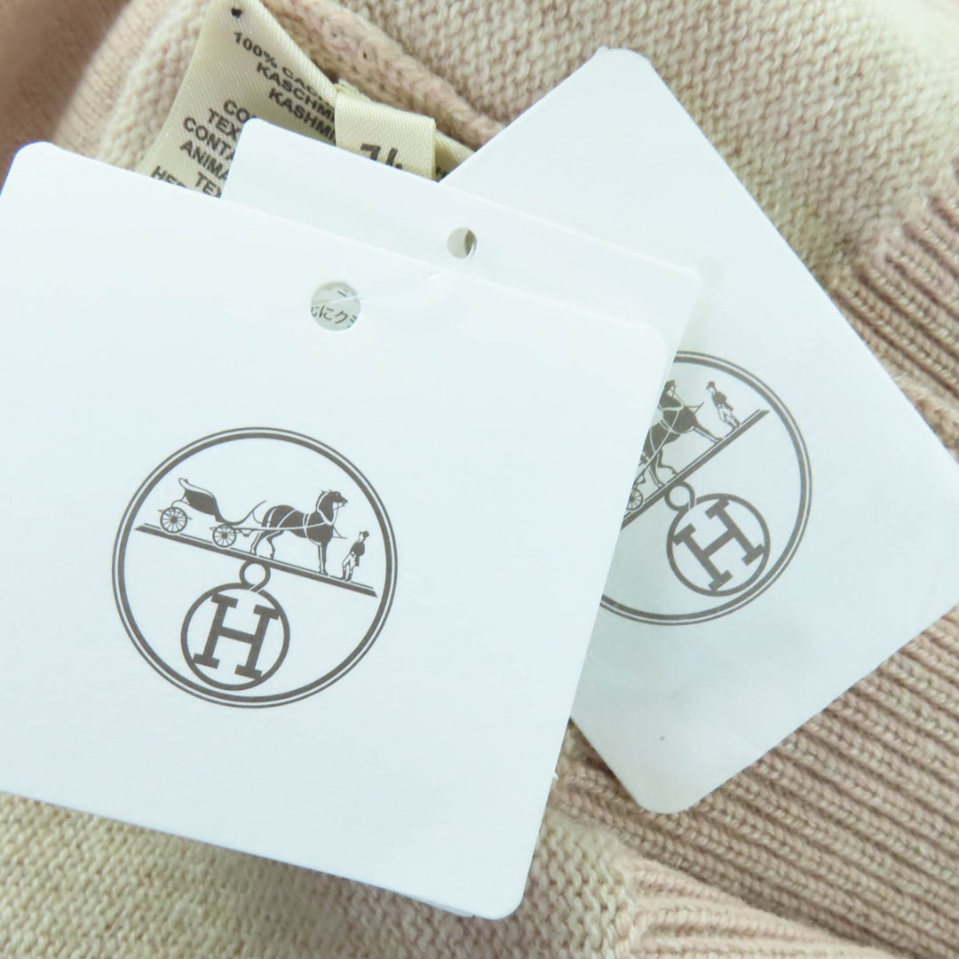 HERMES オーバーサイズニットベスト セリエボタン付き ピンクベージュ カシミア 34