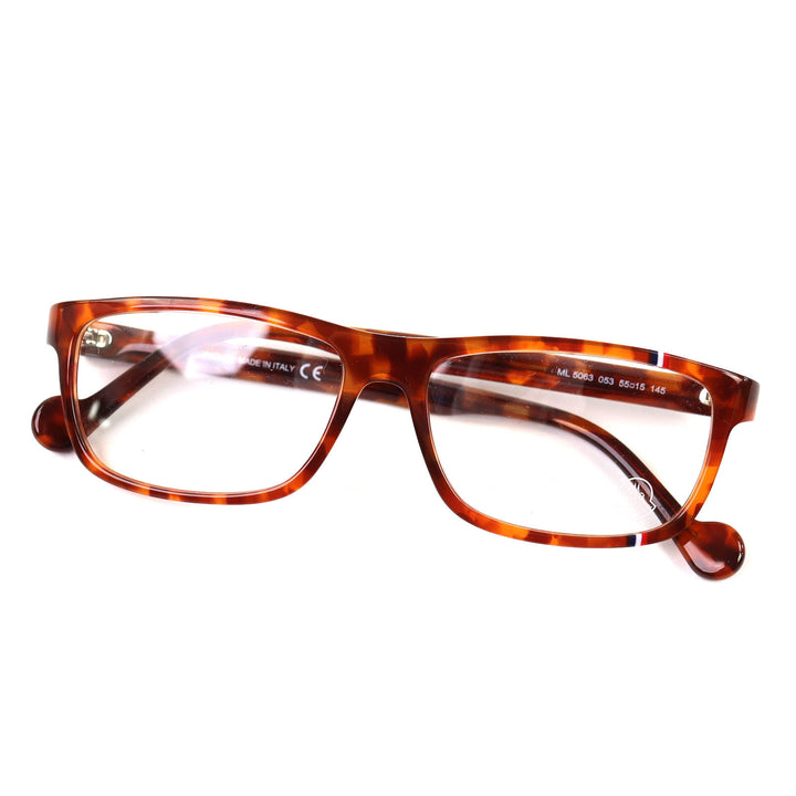 Pristine MONCLER Glasses Tortoiseshell pattern tricolor accent Brown ML5063 053