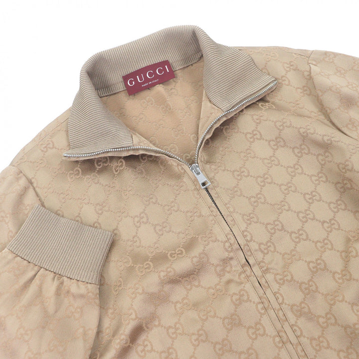 Excellent GUCCI Blouson GG jacquard zip jacket GG logo track jacket beige
