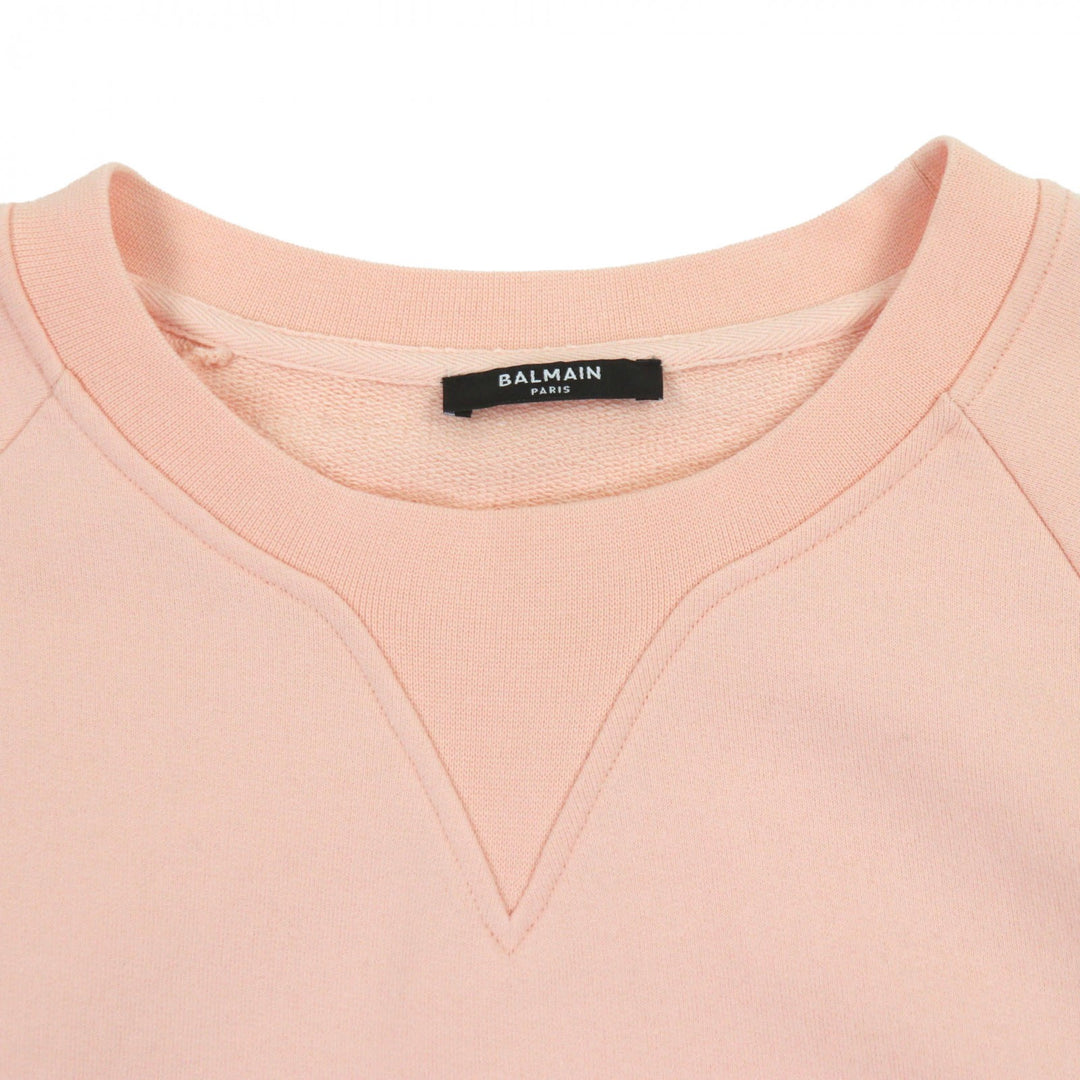 Excellent BALMAIN sweat Logo print pullover jersey pink cotton mens XL JQ005B027