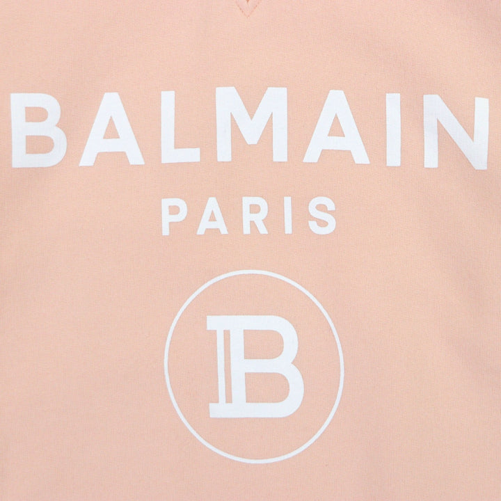 Excellent BALMAIN sweat Logo print pullover jersey pink cotton mens XL JQ005B027