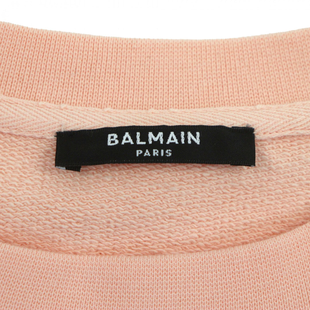 Excellent BALMAIN sweat Logo print pullover jersey pink cotton mens XL JQ005B027