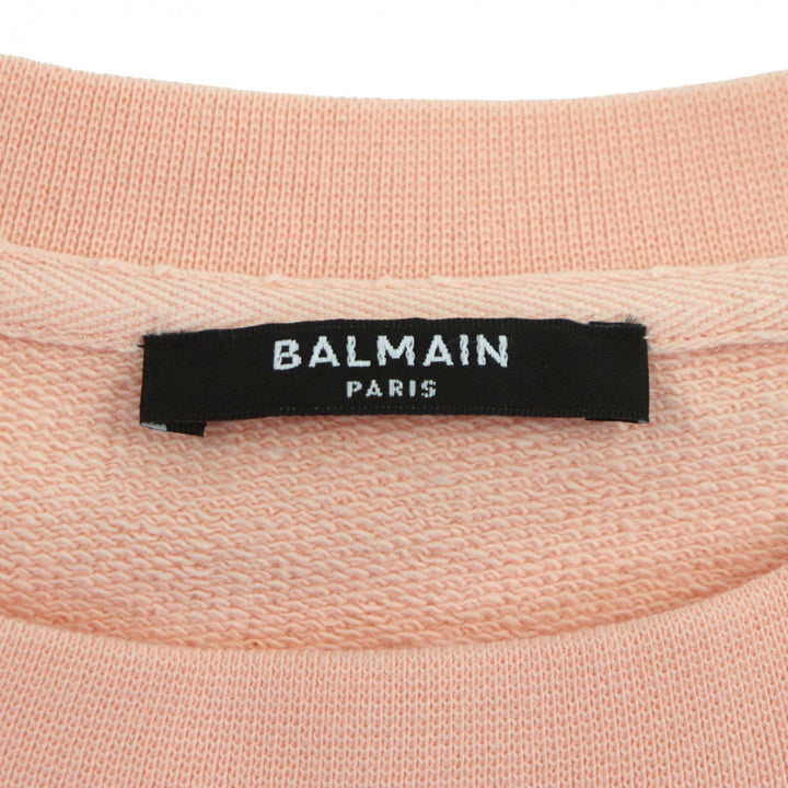 Excellent BALMAIN sweat Logo print pullover jersey pink cotton mens XL JQ005B027