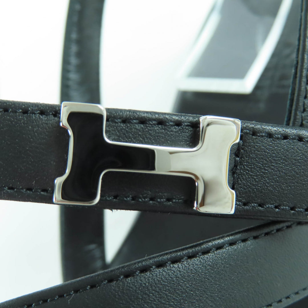 HERMES サンダル アルモニ Hロゴ アンクルストラップ レザー フラットシューズ 38 232080Z 美品