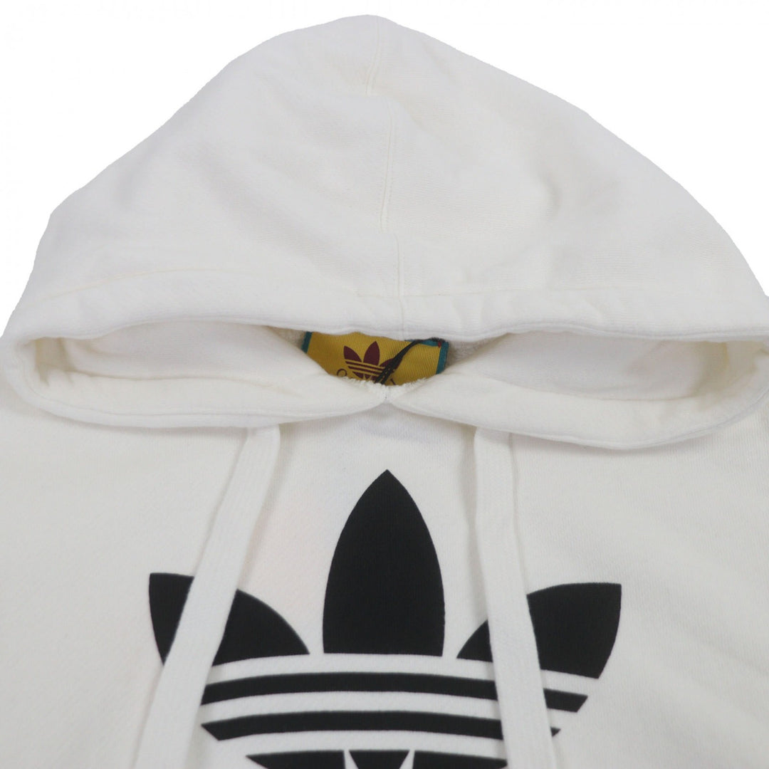 Pristine GUCCI×adidas hoodie Logo print pullover white cotton mens S 717427