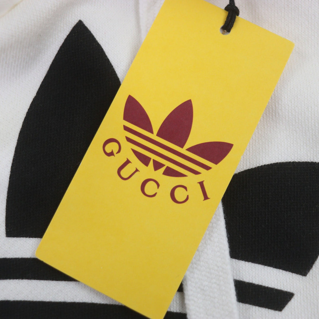 Pristine GUCCI×adidas hoodie Logo print pullover white cotton mens S 717427