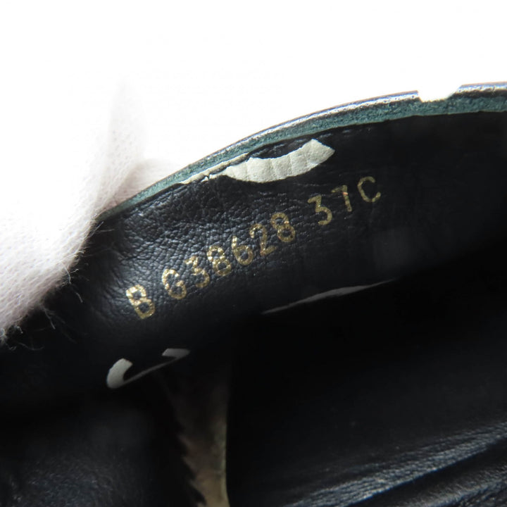 Great CHANEL Leather shoes COCO Mark espadrille slip-on black Women 37 G38628