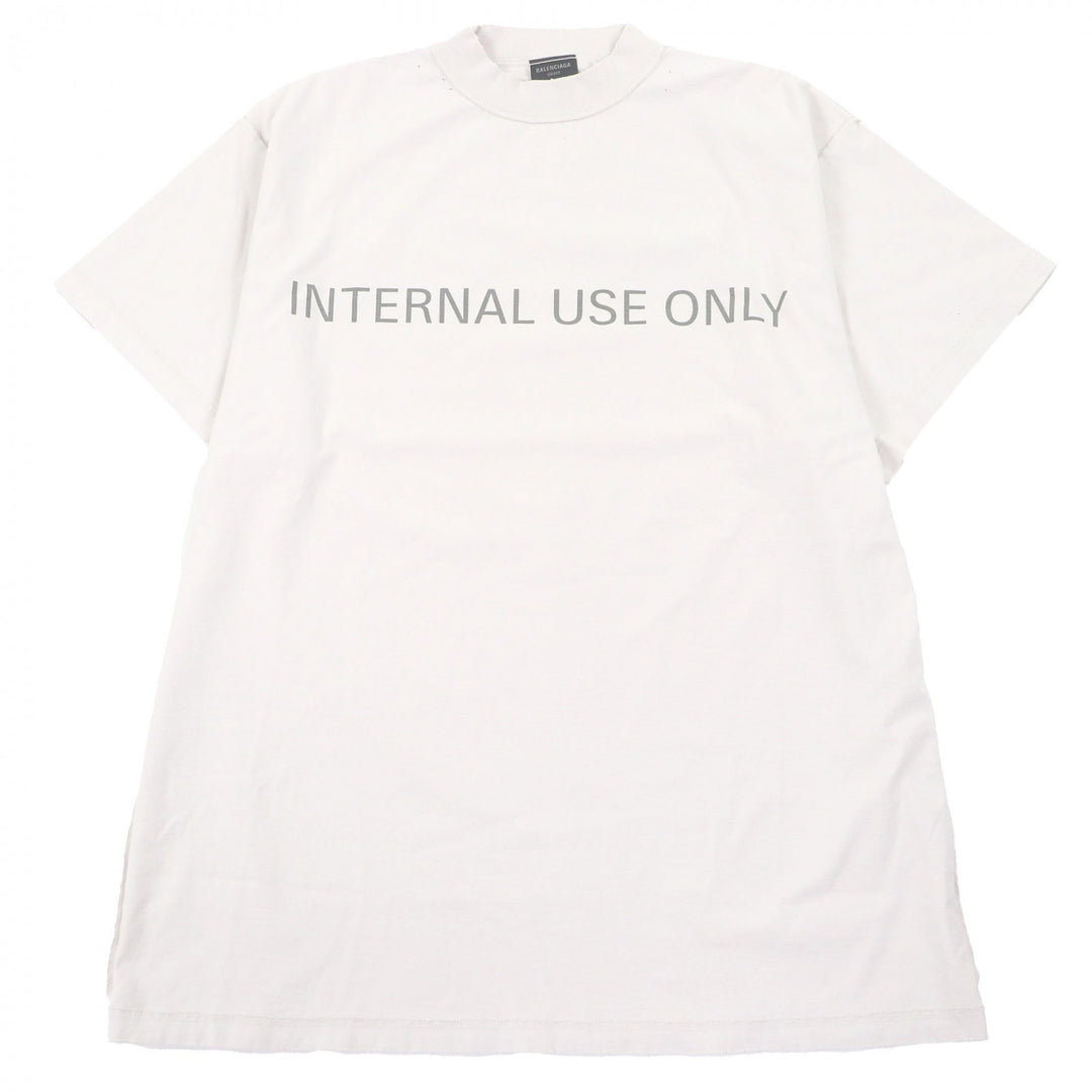 Excellent BALENCIAGA Short sleeve T-shirt Inside-out distressed finish Ivory