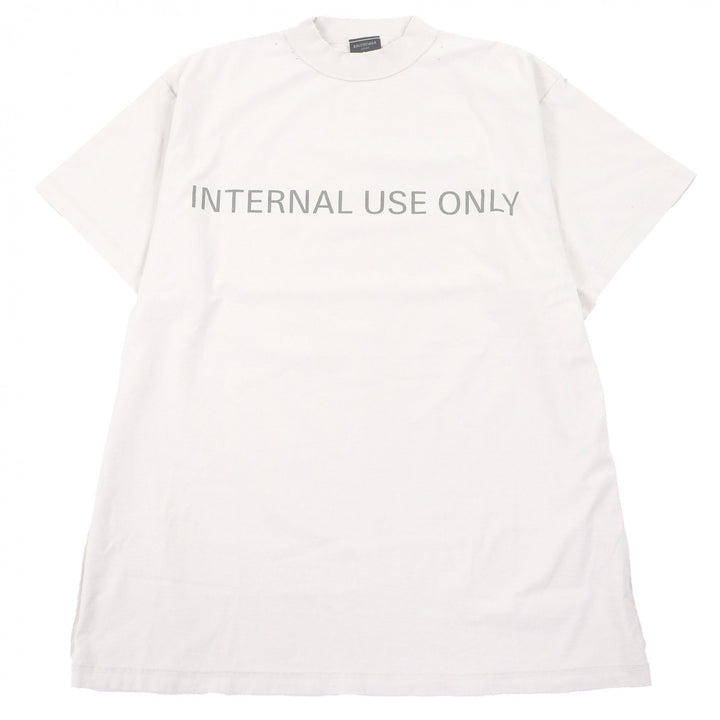 Excellent BALENCIAGA Short sleeve T-shirt Inside-out distressed finish Ivory