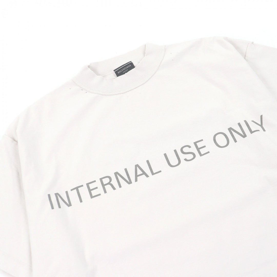 Excellent BALENCIAGA Short sleeve T-shirt Inside-out distressed finish Ivory