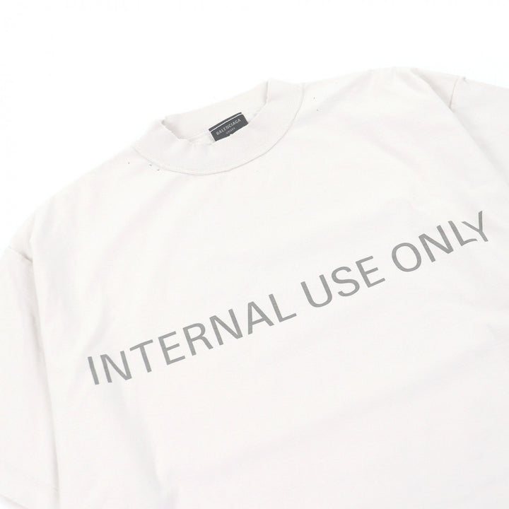 Excellent BALENCIAGA Short sleeve T-shirt Inside-out distressed finish Ivory