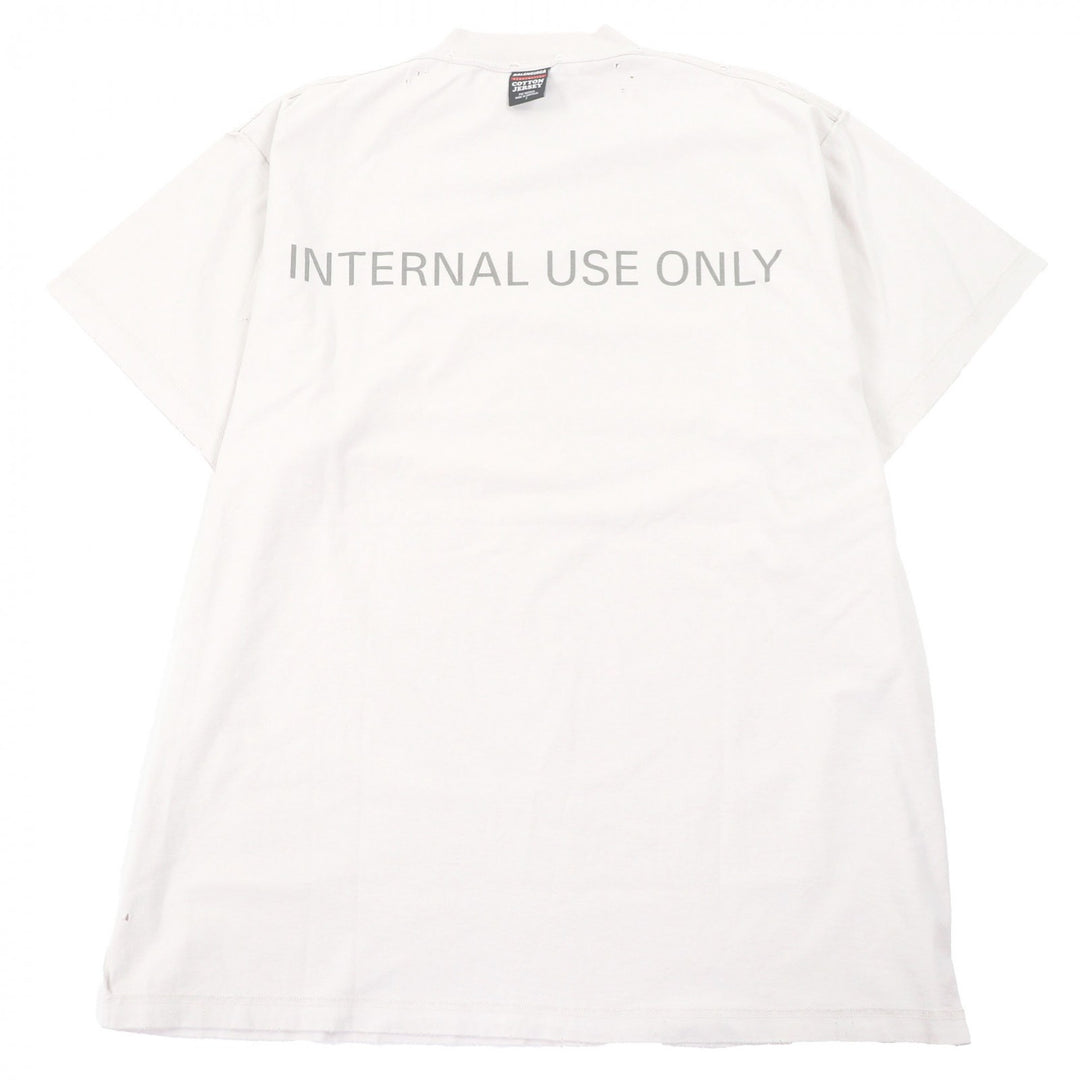 Excellent BALENCIAGA Short sleeve T-shirt Inside-out distressed finish Ivory