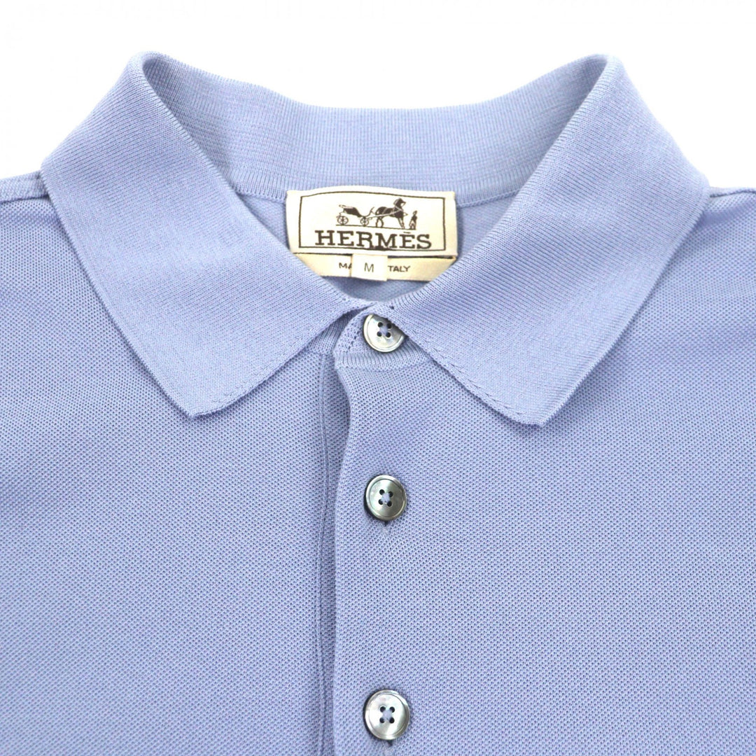 Great HERMES Short sleeve polo shirt purple cotton mens M