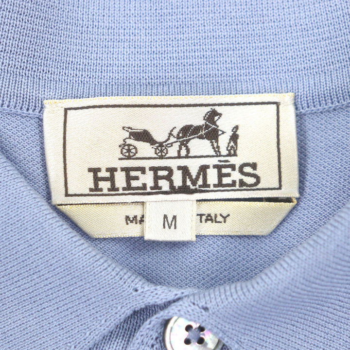 Great HERMES Short sleeve polo shirt purple cotton mens M