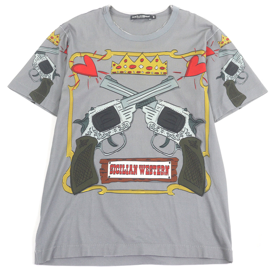 素晴らしいDOLCE&amp;GABBANA半袖Tシャツ黒タグプリントデザイン