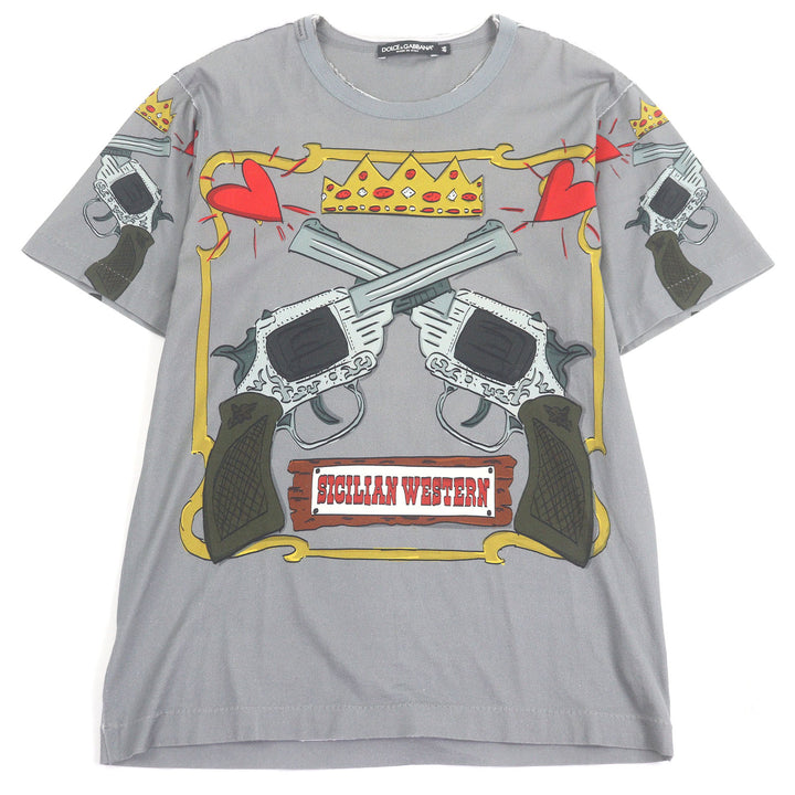 素晴らしいDOLCE&amp;GABBANA半袖Tシャツ黒タグプリントデザイン