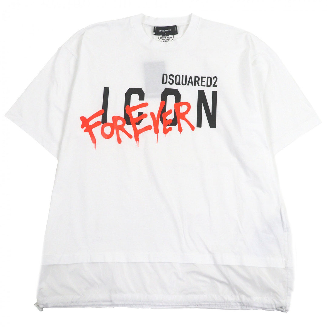 新品 DSQUARED2 半袖Tシャツ ロゴプリント ホワイト コットン メンズ L S79GC0041