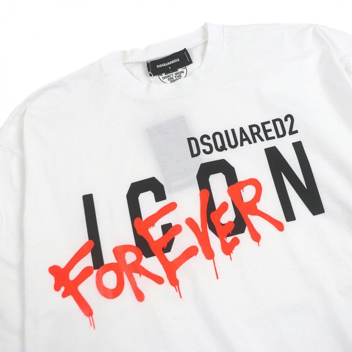新品 DSQUARED2 半袖Tシャツ ロゴプリント ホワイト コットン メンズ L S79GC0041