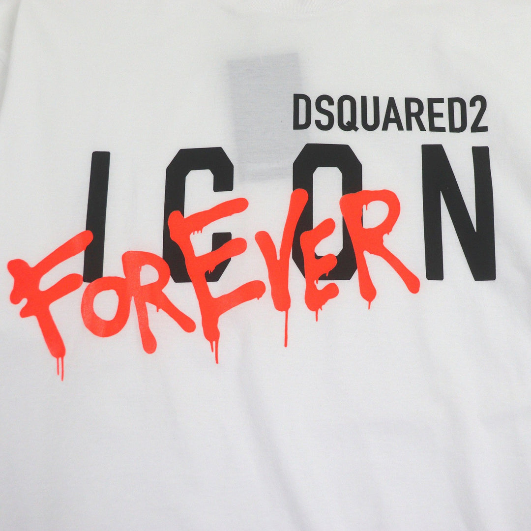新品 DSQUARED2 半袖Tシャツ ロゴプリント ホワイト コットン メンズ L S79GC0041