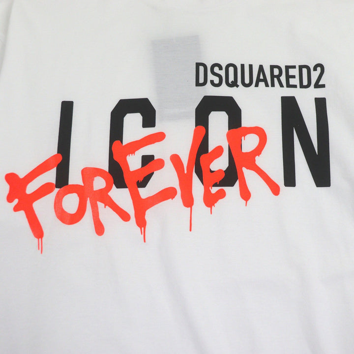 新品 DSQUARED2 半袖Tシャツ ロゴプリント ホワイト コットン メンズ L S79GC0041