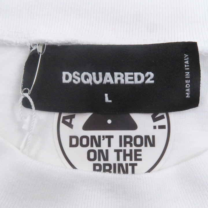 新品 DSQUARED2 半袖Tシャツ ロゴプリント ホワイト コットン メンズ L S79GC0041