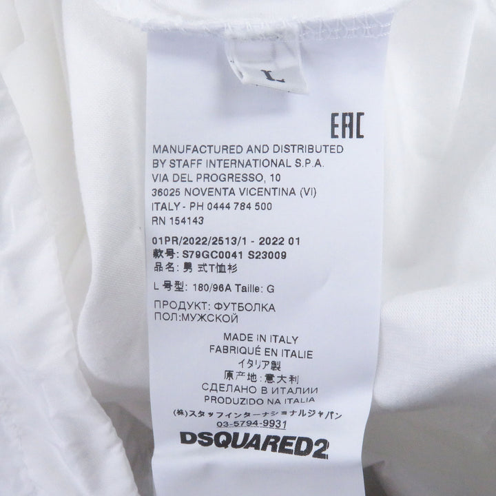 新品 DSQUARED2 半袖Tシャツ ロゴプリント ホワイト コットン メンズ L S79GC0041
