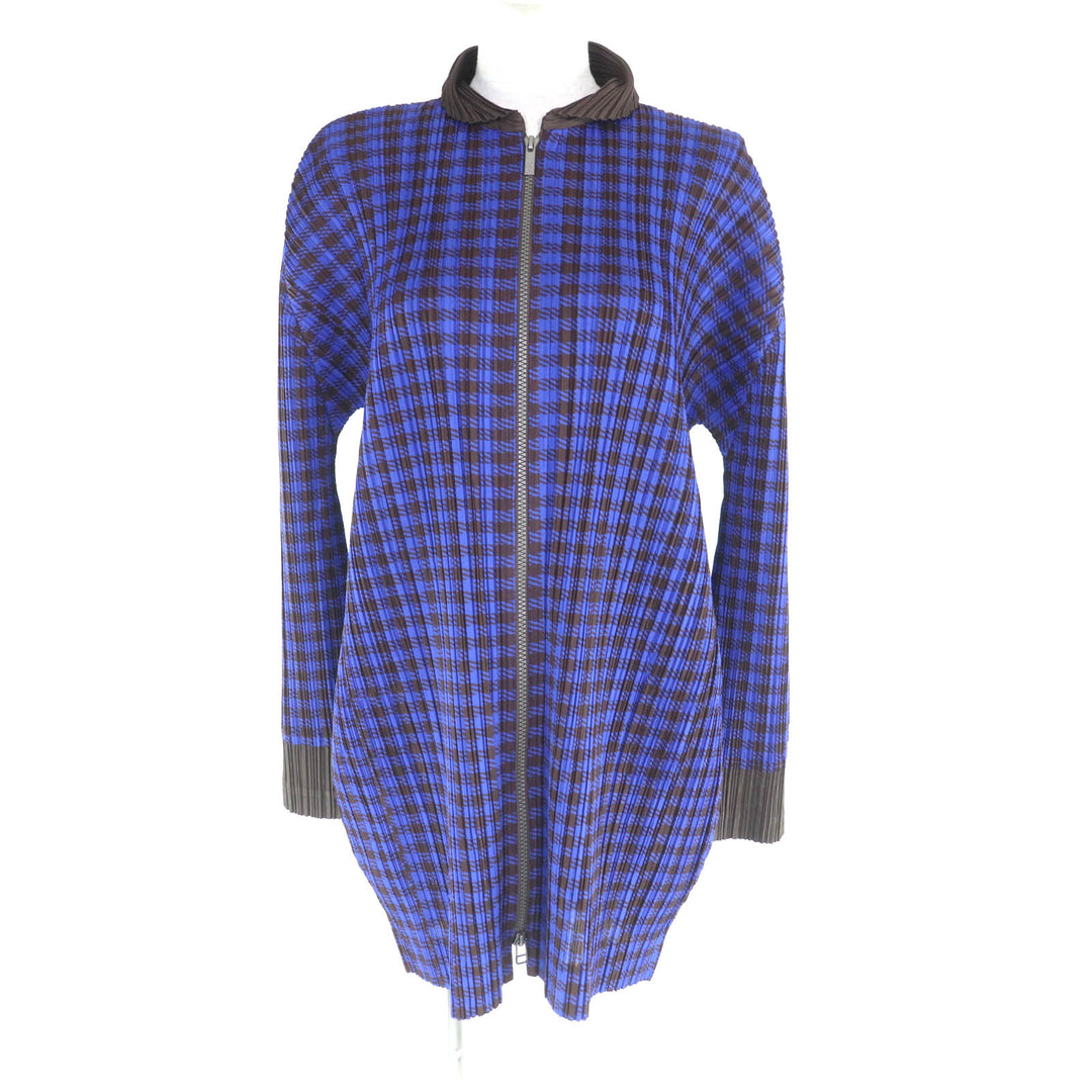 Excellent PLEATS PLEASE Jacket Blue brown polyester Women 3 PP43-JA691