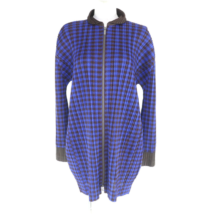 Excellent PLEATS PLEASE Jacket Blue brown polyester Women 3 PP43-JA691