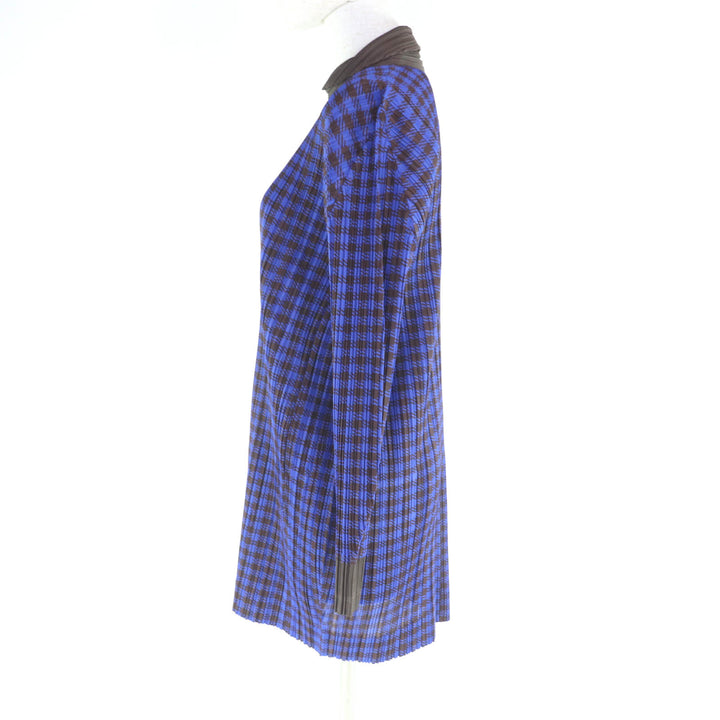 Excellent PLEATS PLEASE Jacket Blue brown polyester Women 3 PP43-JA691