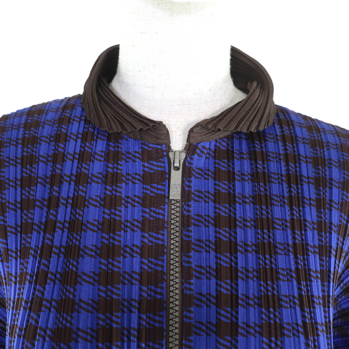 Excellent PLEATS PLEASE Jacket Blue brown polyester Women 3 PP43-JA691