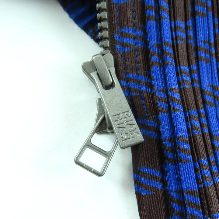 Excellent PLEATS PLEASE Jacket Blue brown polyester Women 3 PP43-JA691