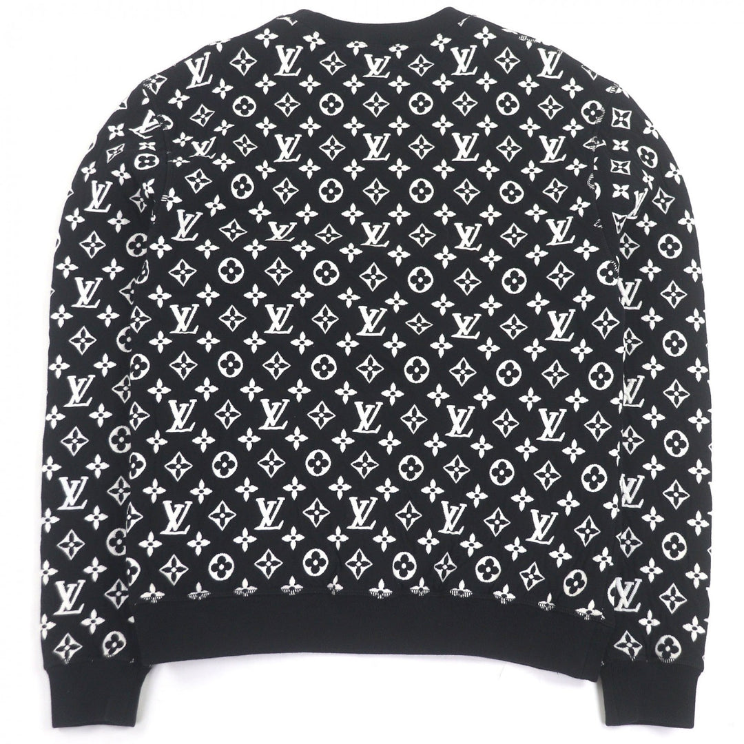Great LOUIS VUITTON sweat Monogram jacquard crew neck Black White cotton mens XS