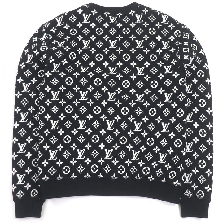 Great LOUIS VUITTON sweat Monogram jacquard crew neck Black White cotton mens XS
