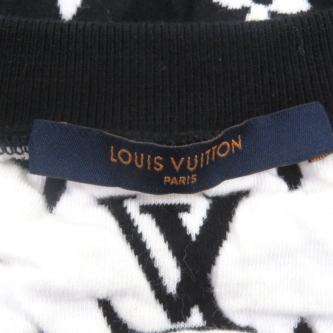 Great LOUIS VUITTON sweat Monogram jacquard crew neck Black White cotton mens XS