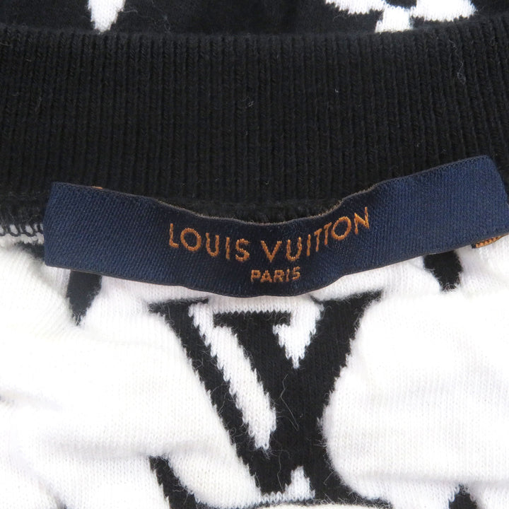 Great LOUIS VUITTON sweat Monogram jacquard crew neck Black White cotton mens XS