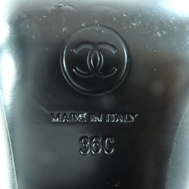 素晴らしい CHANEL アンクルブーツ ブラック レザー レディース 36 22K G39529