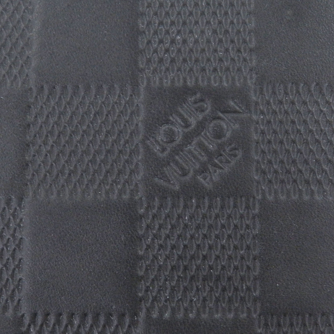 Great LOUIS VUITTON Purse Damier Anfini Zip Around black leather mens N61254