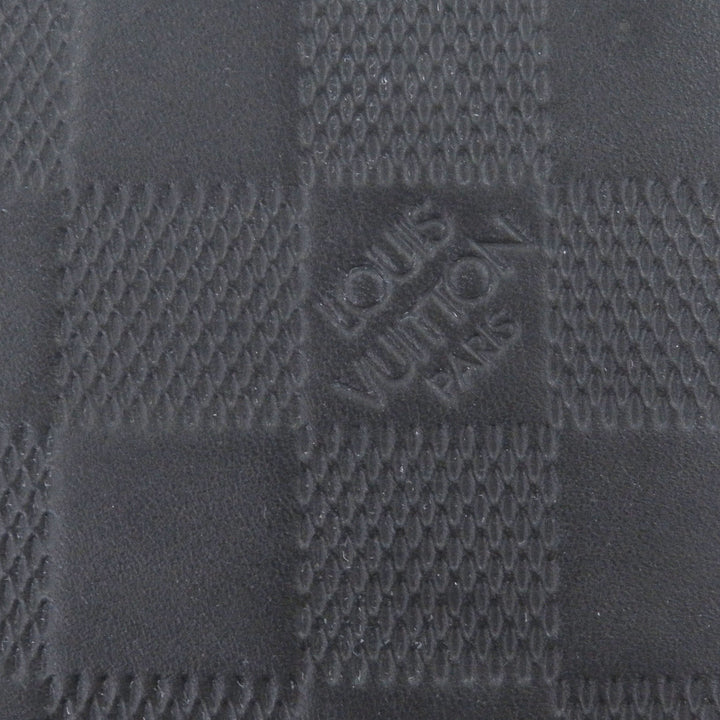 Great LOUIS VUITTON Purse Damier Anfini Zip Around black leather mens N61254
