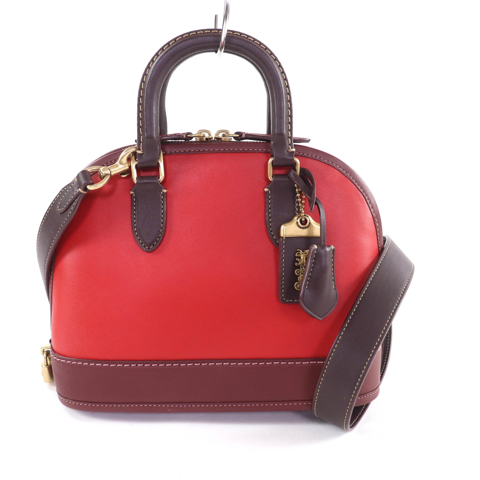Excellent COACH Handbag Revel Colorblock Bag Red leather Women