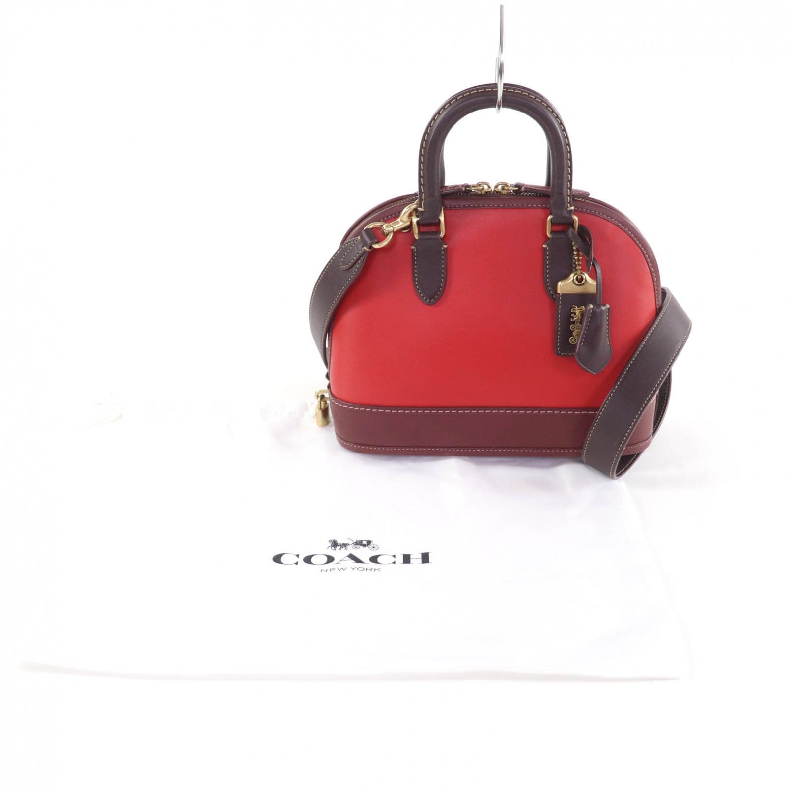 Excellent COACH Handbag Revel Colorblock Bag Red leather Women