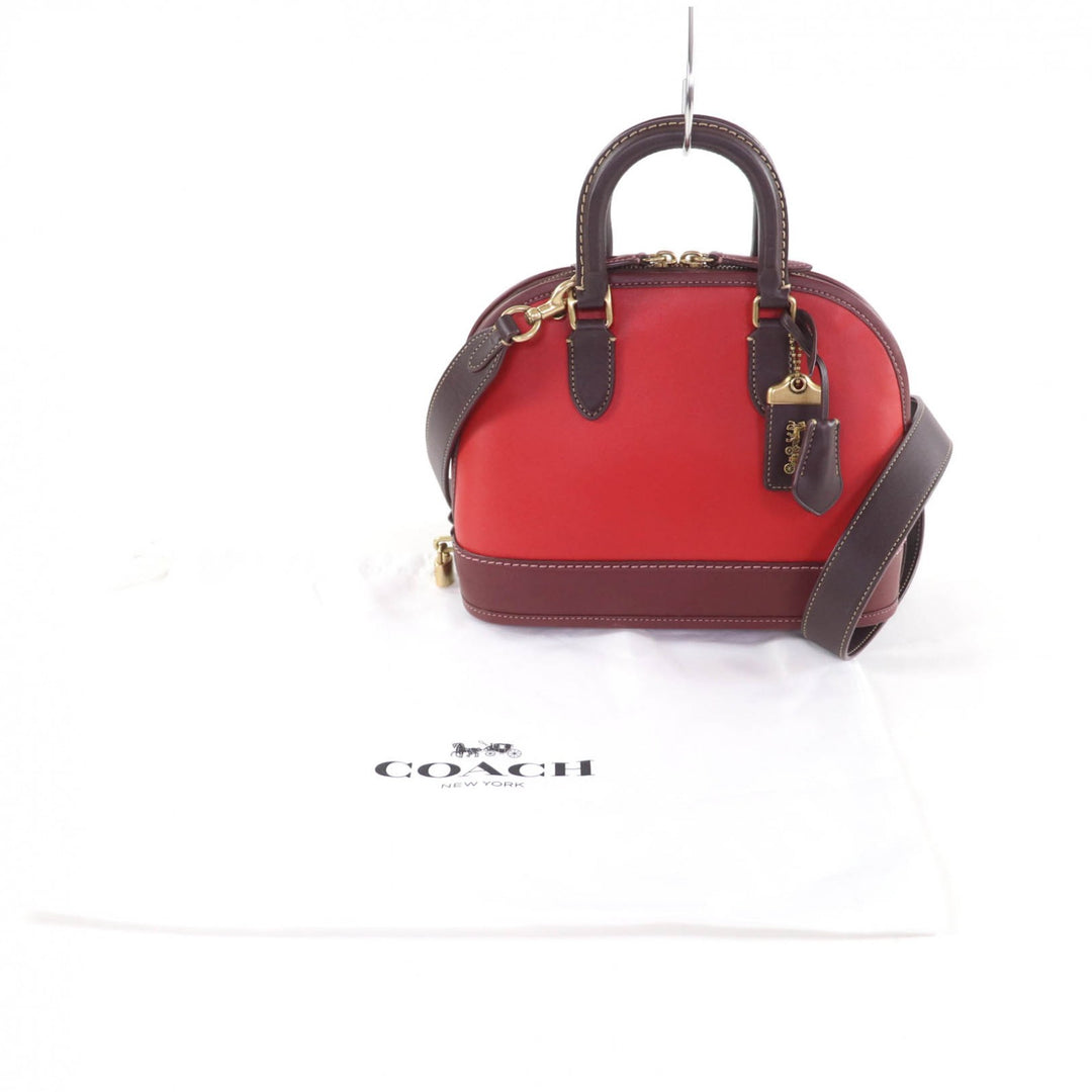 精美 COACH 手提包 Revel 撞色包 红色皮革 女款 CC412