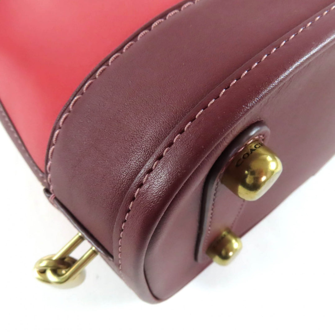 精美 COACH 手提包 Revel 撞色包 红色皮革 女款 CC412