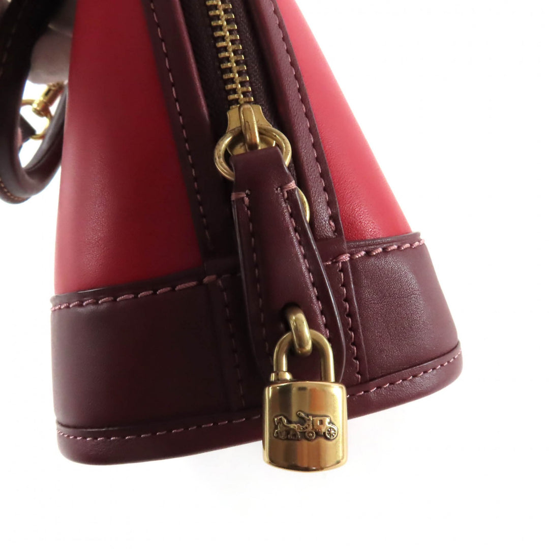 精美 COACH 手提包 Revel 撞色包 红色皮革 女款 CC412
