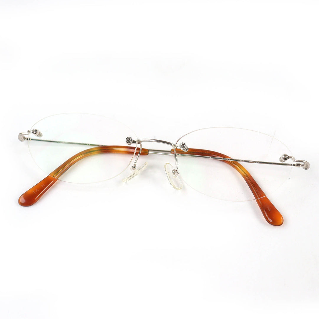 Great PARIS MIKI Glasses SUPER SMOOTH Two Point Rimless Silver K14WG mens