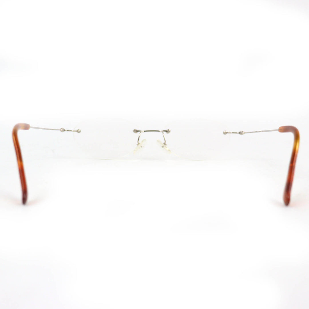 Great PARIS MIKI Glasses SUPER SMOOTH Two Point Rimless Silver K14WG mens