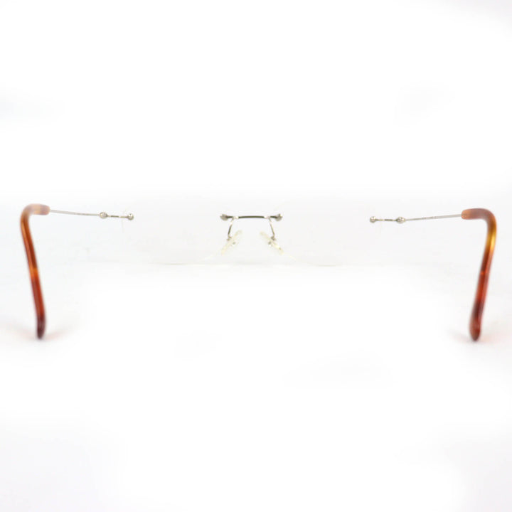 Great PARIS MIKI Glasses SUPER SMOOTH Two Point Rimless Silver K14WG mens