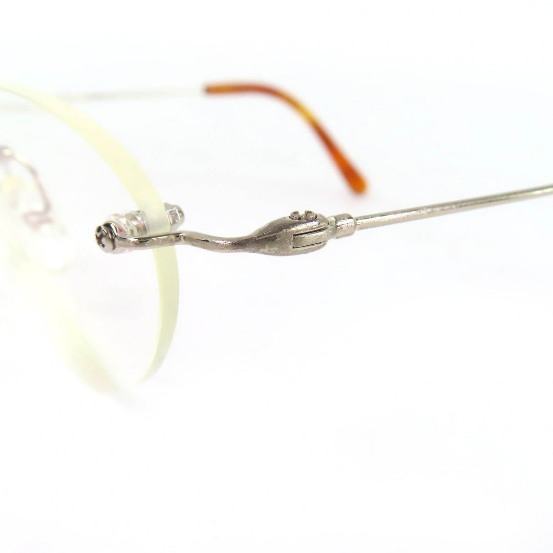 Great PARIS MIKI Glasses SUPER SMOOTH Two Point Rimless Silver K14WG mens