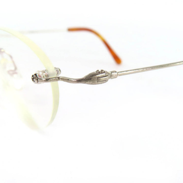 Great PARIS MIKI Glasses SUPER SMOOTH Two Point Rimless Silver K14WG mens