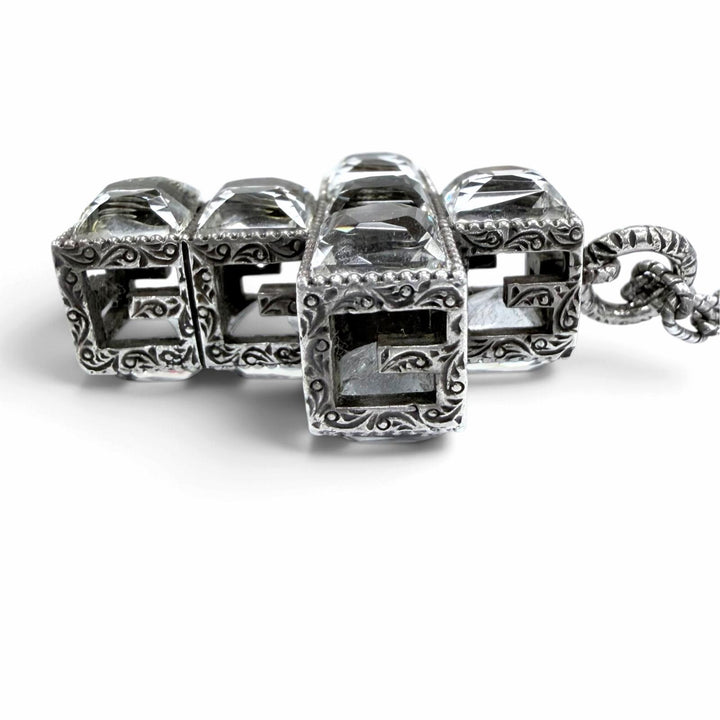 Great GUCCI Necklace Arabesque G-Cube Bijou Pendant Silver AG925 Women 550207